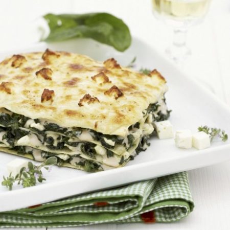 Spinatlasagne mit Schafskäse